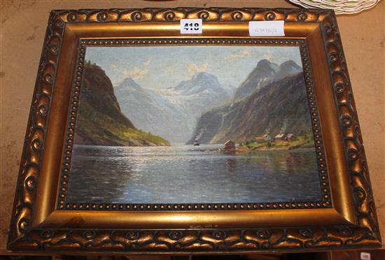 Oil - Fjord - signed E. Normman(-)
